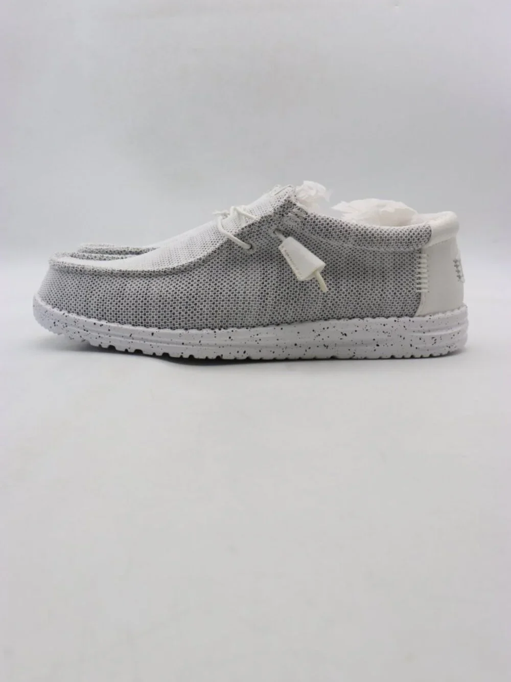Hey Dude Wally Stretch Sox Men's Size 11 Gray White Canvas Lace-Up Casual Shoes